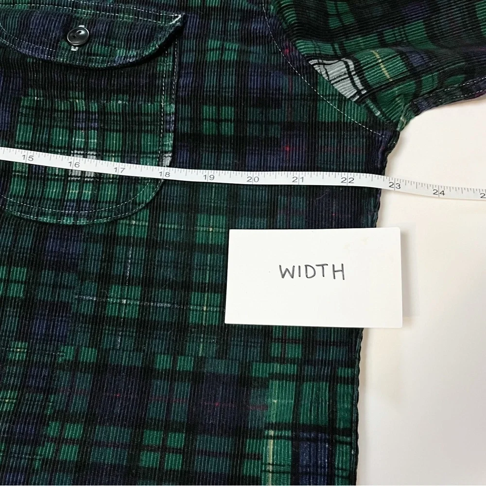 J. Crew Garment Dyed Corduroy Workshirt Large blue green‎ plaid shirt shacket